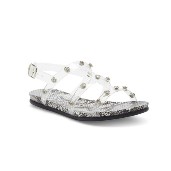 Vince Camuto Aveson Black & White Snakeskin Studded Jelly Sandals Girls Size 4 - Picture 1 of 10